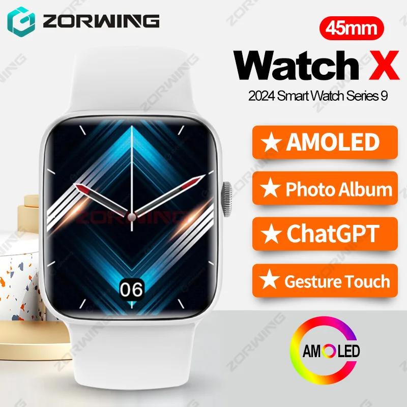AMOLED Ʈ ġ  ġ X NFC ChatGPT  ٹ, ó Ʈ, 45mm Ʈġ ø 9, ȵ̵ IOS, 2GB ROM